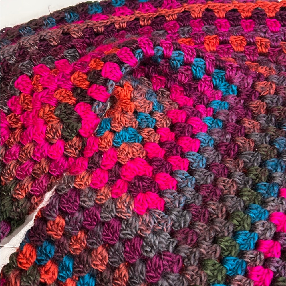 Handmade crochet knit hexagon multicolored cardigan Large - Picture 8 of 12